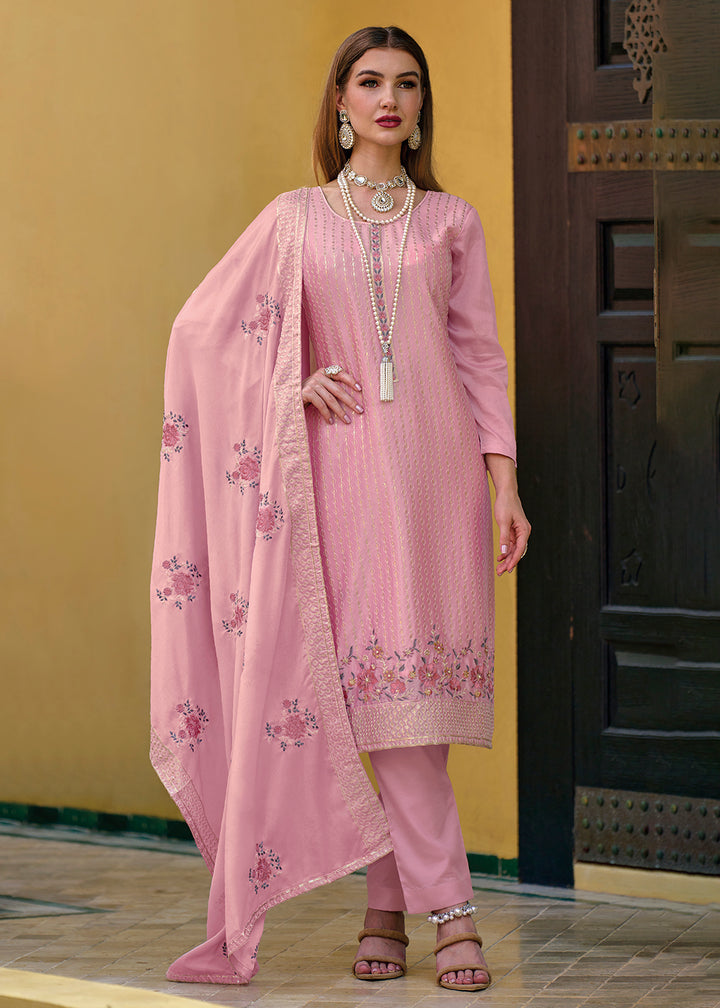 Buy Now Pakistani Style Stunning Pink Embroidered Eid Wear Kurta Set Online in USA, UK, Canada & Worldwide at Empress Clothing.