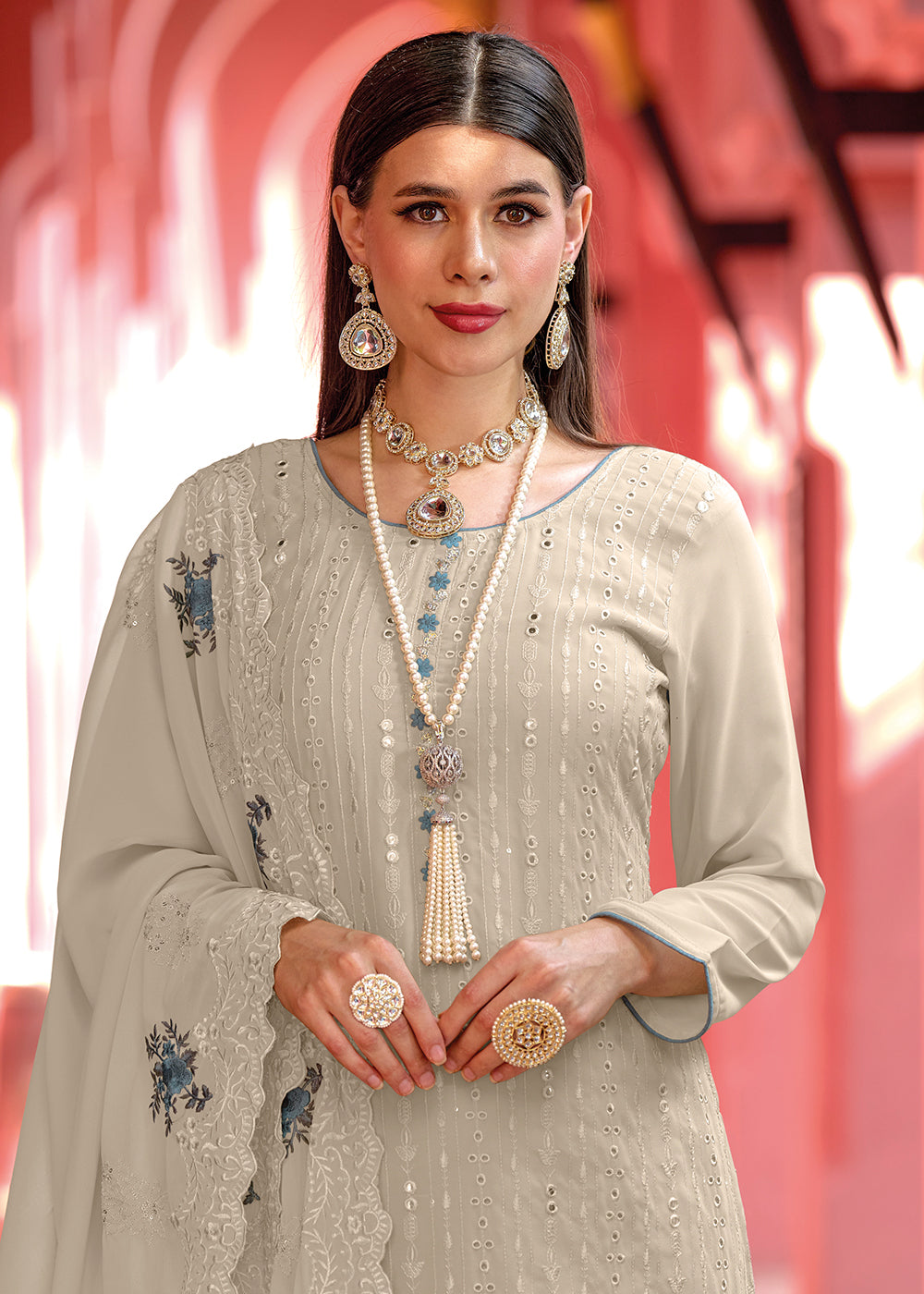 Buy Now Pakistani Style Elegant Grey Embroidered Eid Wear Kurta Set Online in USA, UK, Canada & Worldwide at Empress Clothing.