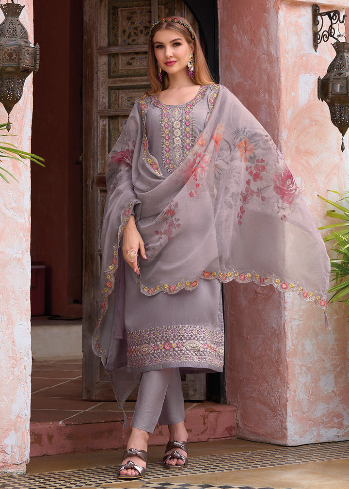 Buy Now Viscose Silk Lovely Lavender Wedding Festive Salwar Kameez Online in USA, UK, Canada & Worldwide at Empress Clothing.