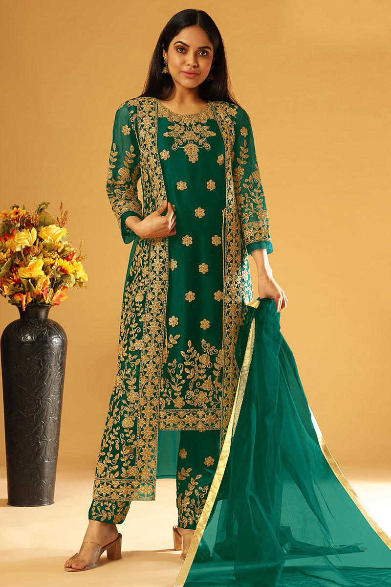 Net - Straight Cut - Salwar Kameez: Buy Designer Indian Suits for Women  Online | Utsav Fashion