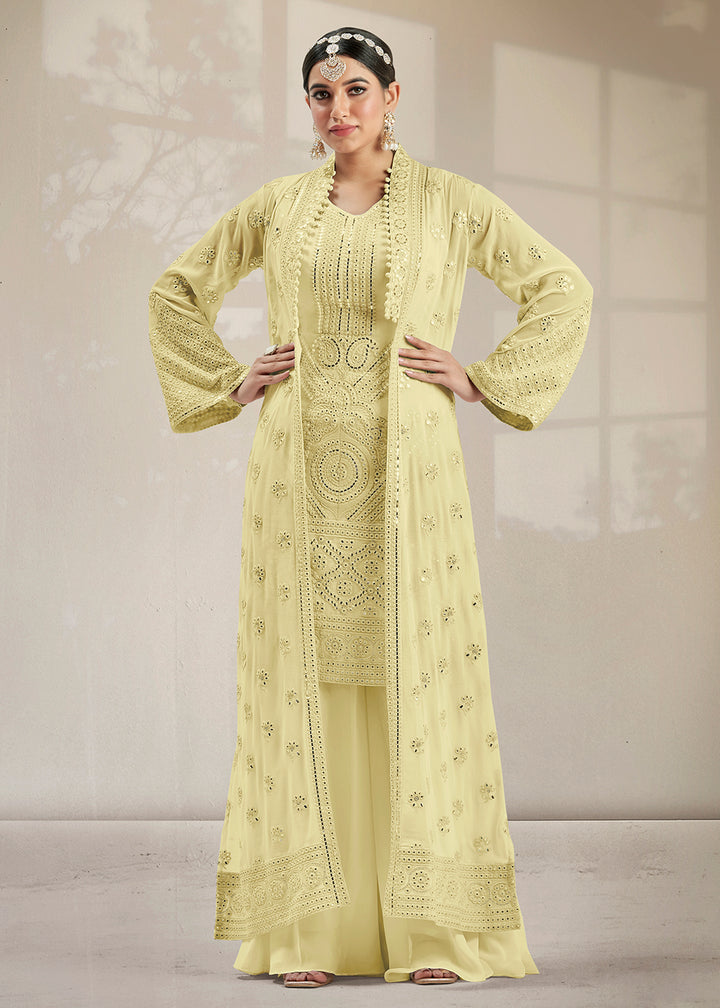 Buy Now Excellent Party Style Lime Yellow Jacket Style Palazzo Suit Online in USA, UK, Canada & Worldwide at Empress Clothing.