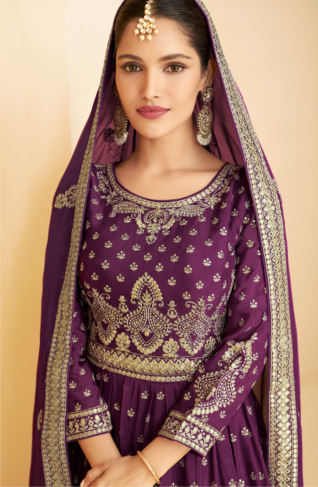 Buy Designer Plum Purple Georgette Sharara - Pakistani Sharara Suit
