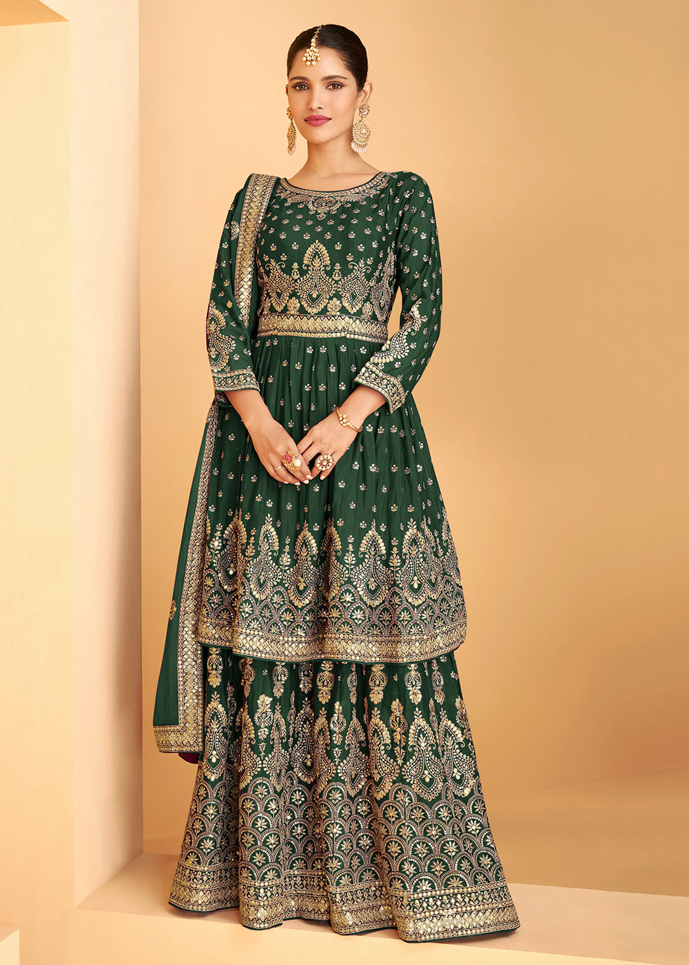 Mehndi Georgette Embroidered Work Sharara Suit at Rs 2095/piece | Sharara  Suit in Surat | ID: 2849497070388