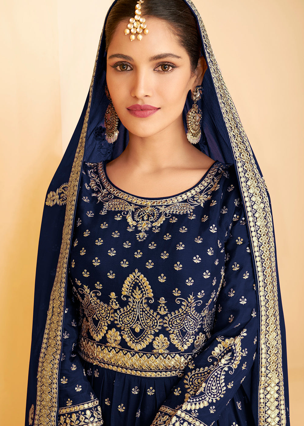 Buy Designer Navy Blue Georgette Sharara - Pakistani Sharara Suit