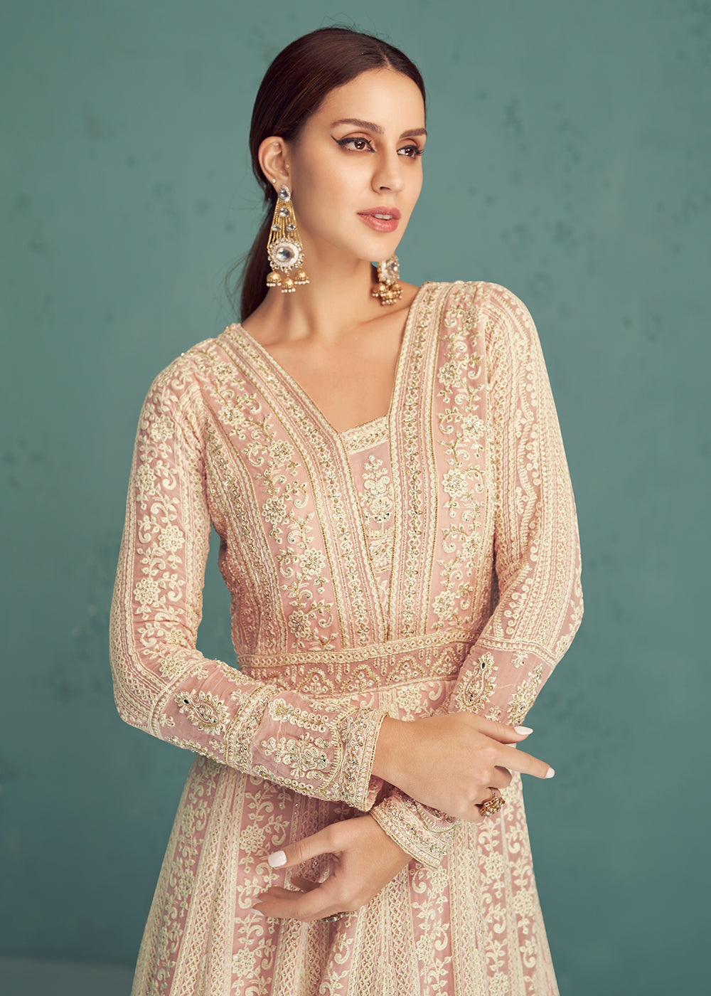 Buy Now Traditional Soft Pink Georgette Embroidered Anarkali Suit Online in USA, UK, Australia, New Zealand, Canada & Worldwide at Empress Clothing. 