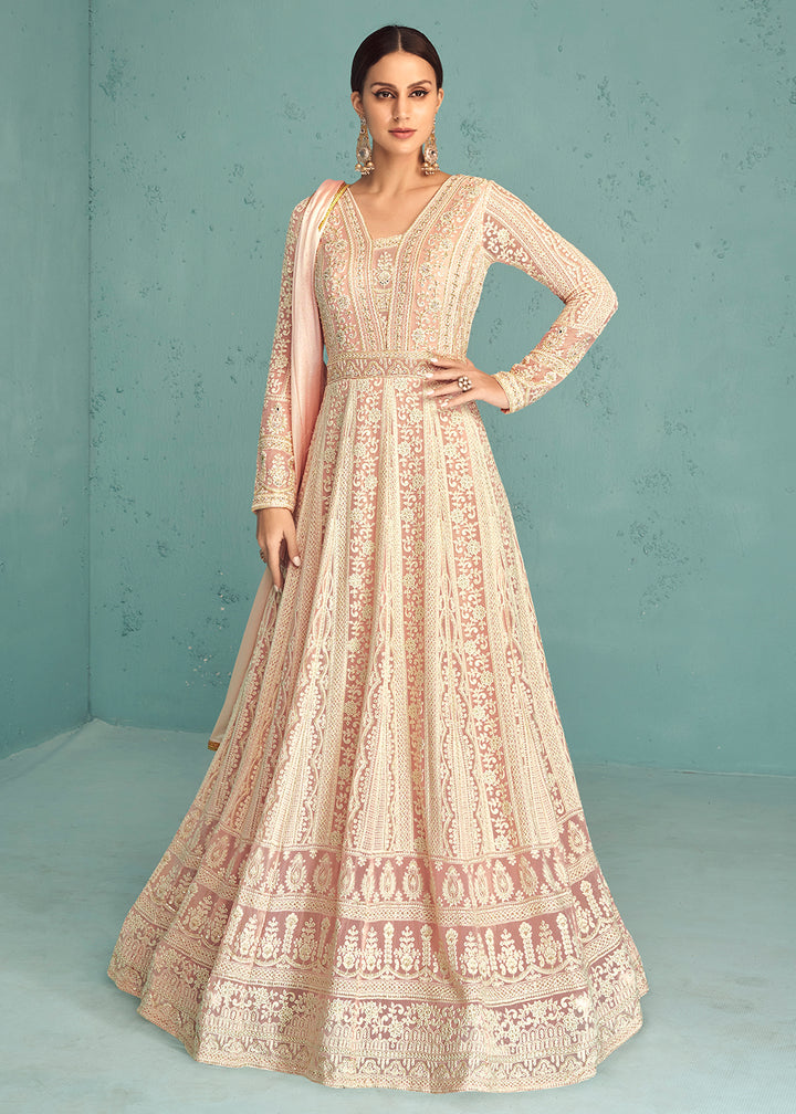 Buy Now Traditional Soft Pink Georgette Embroidered Anarkali Suit Online in USA, UK, Australia, New Zealand, Canada & Worldwide at Empress Clothing. 
