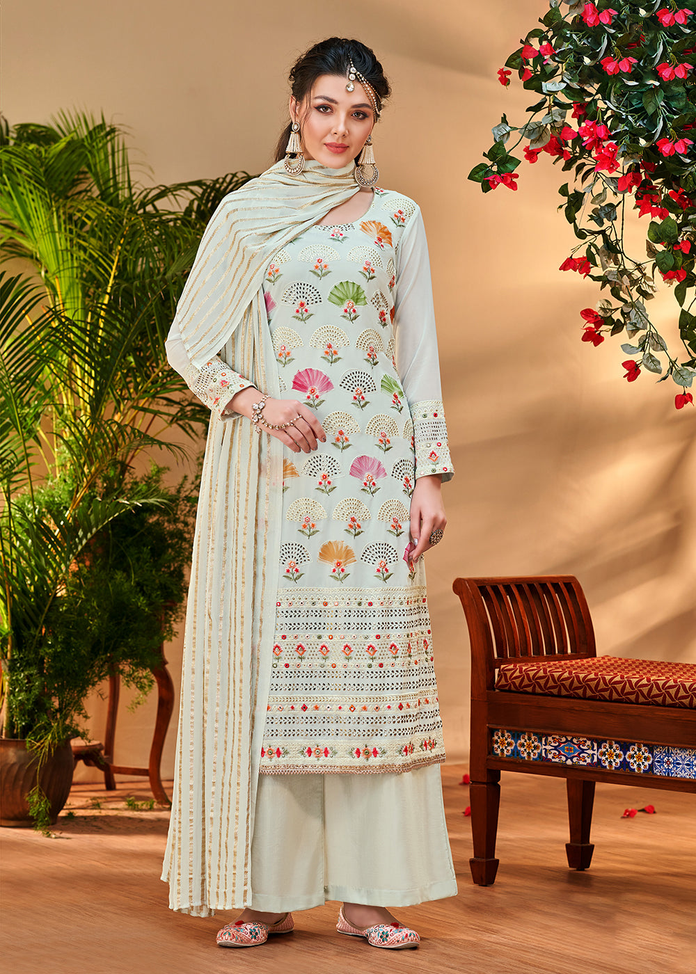 Buy Now Aristocratic Off White Georgette Embroidered Salwar Kurta Set Online in USA, UK, Canada & Worldwide at Empress Clothing. 