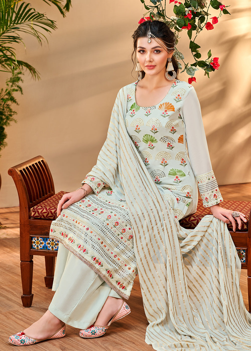 Buy Now Aristocratic Off White Georgette Embroidered Salwar Kurta Set Online in USA, UK, Canada & Worldwide at Empress Clothing. 