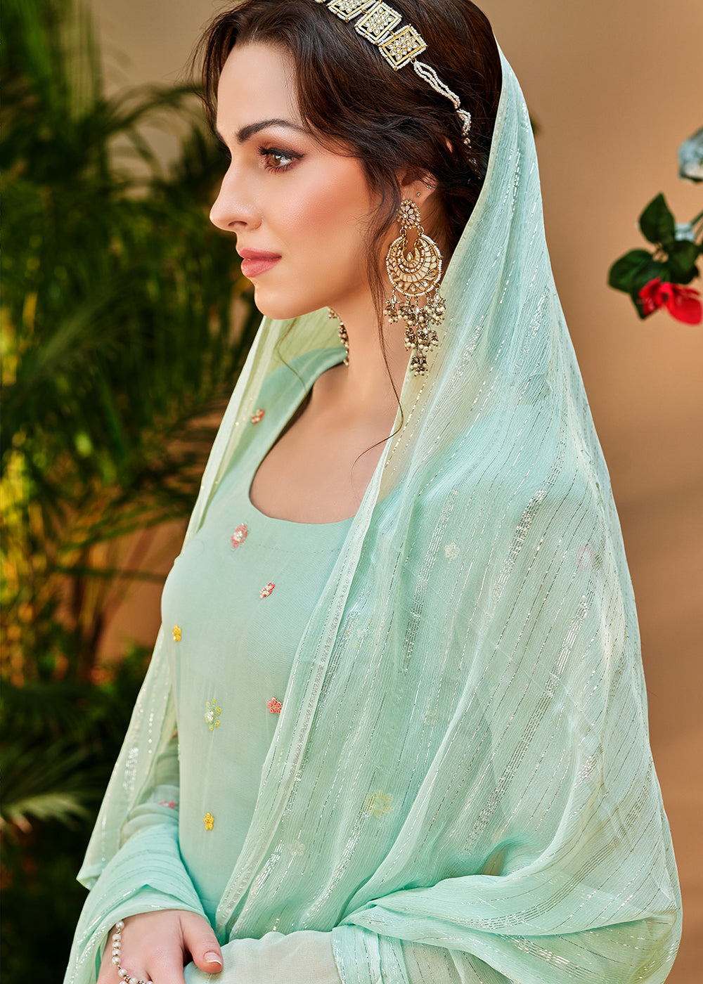 Buy Now Awesome Aqua Green Georgette Embroidered Salwar Kurta Set Online in USA, UK, Canada & Worldwide at Empress Clothing. 