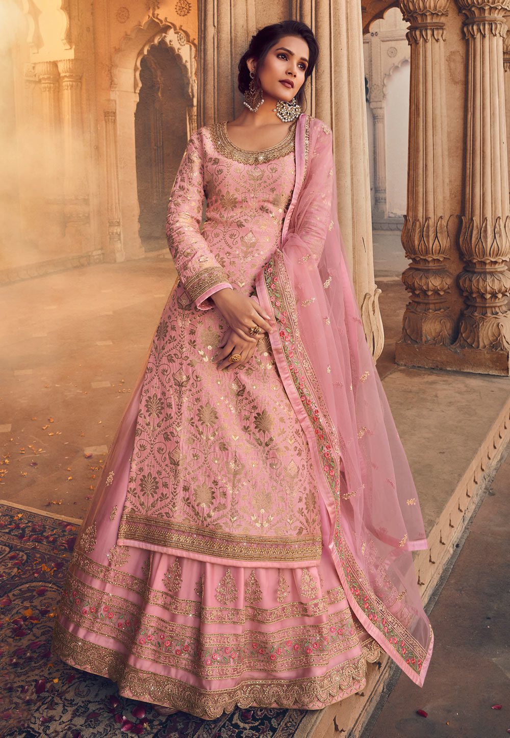pink indian dress Organza Dress, Embroidered Pakistani Nikkah Outfit Regularis_customized Indian Outfits for Women Online