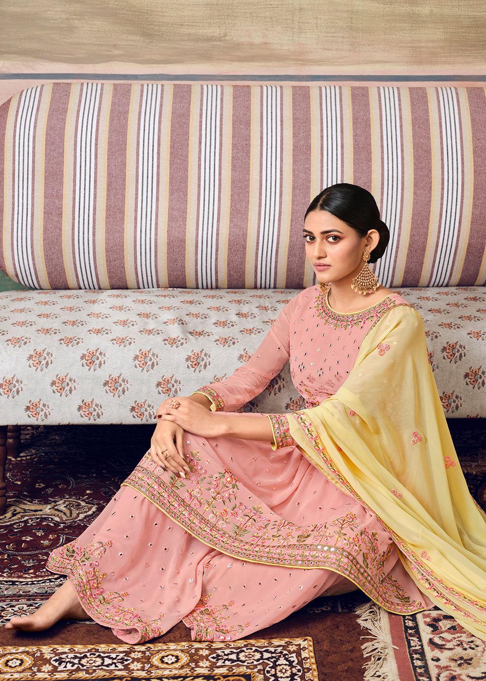 Buy Blush Pink Designer Gharara Style Sharara - Festive Sharara Suit