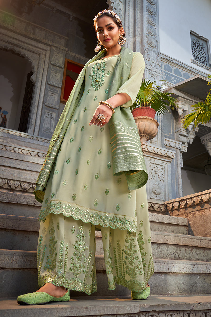 Buy Beautiful Mint Green Sharara - Festive Designer Sharara Suit
