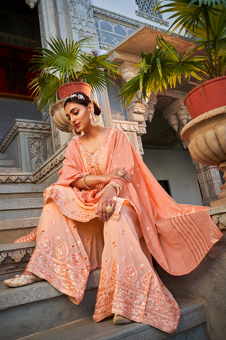 Buy Beautiful Light Peach Sharara - Festive Designer Sharara Suit