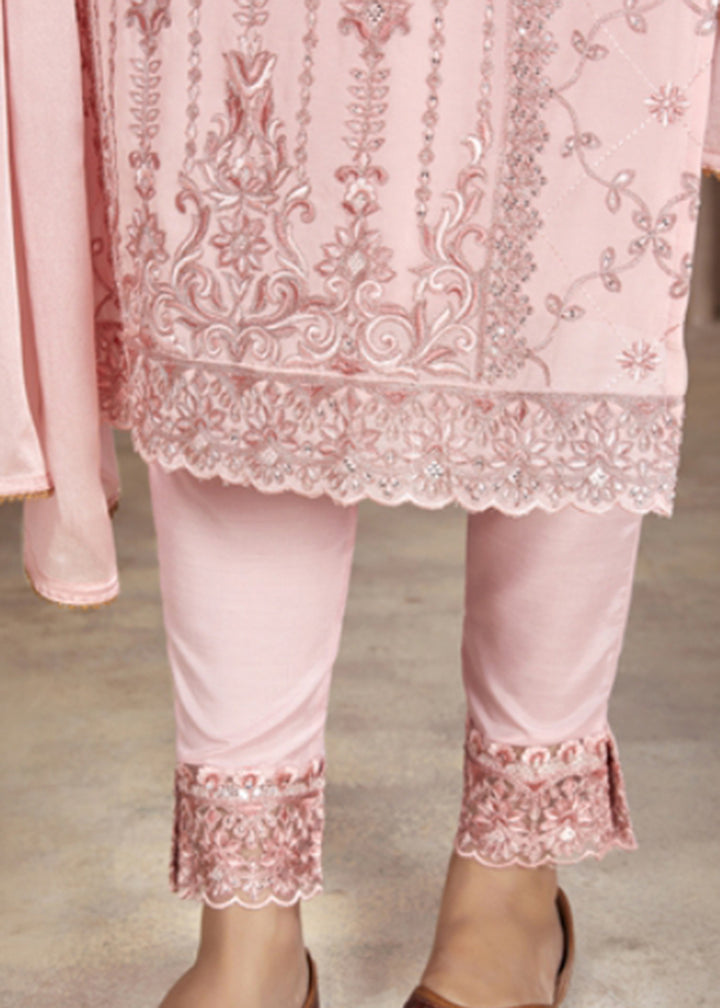 Buy Now Festive Look Elegant Pink Embroidered Pant Style Salwar Suit Online in USA, UK, Canada & Worldwide at Empress Clothing.