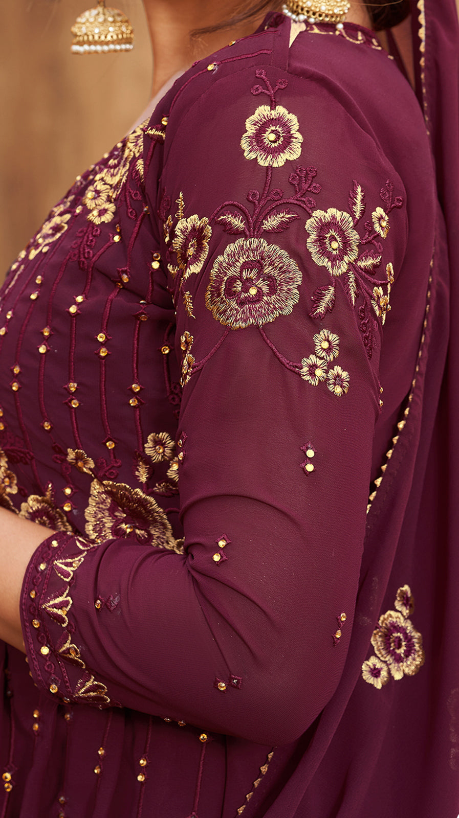 Buy Sharara Set in Maroon - Beautifully Embroidered Sharara Suit