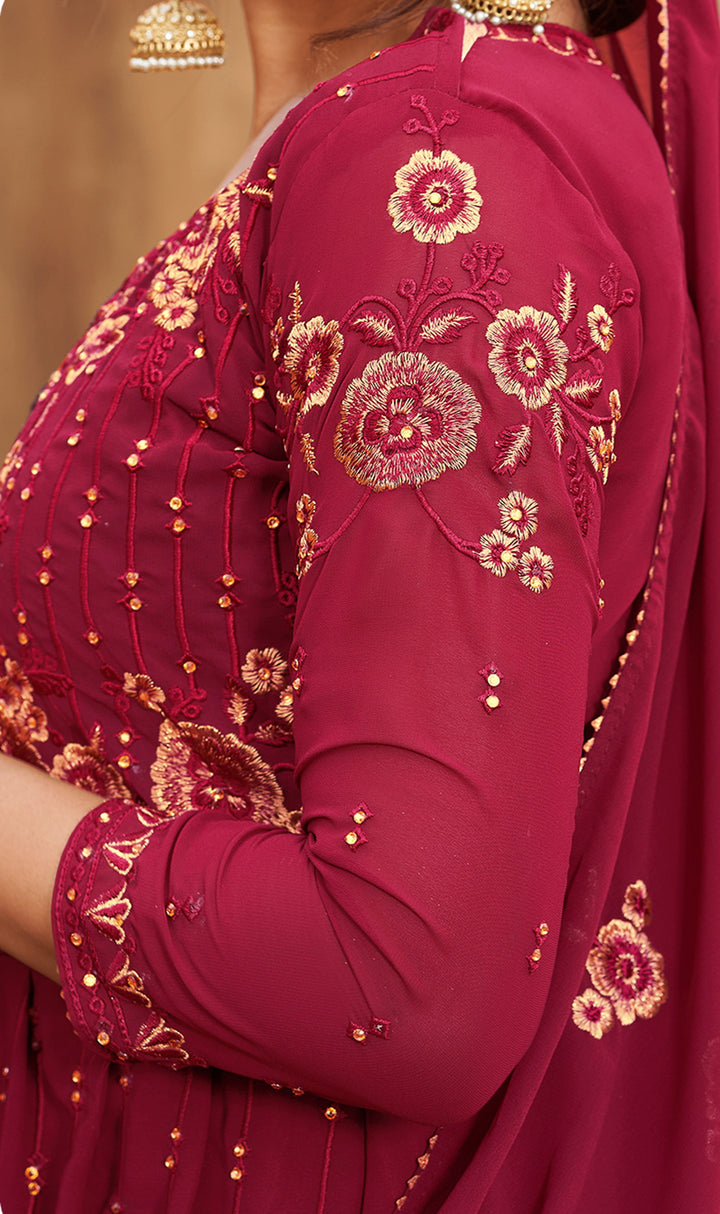 Buy Sharara Set in Hot Pink - Beautifully Embroidered Sharara Suit