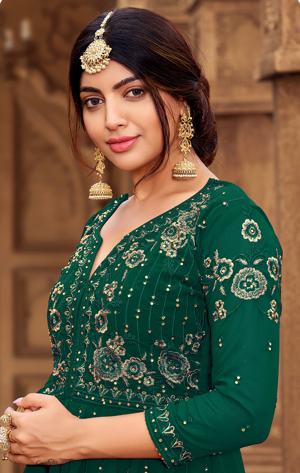 Sharara Set in Bottle Green Beautifully Embroidered Suit Sharara Set in Bottle Green Beautifully Embroidered Suit