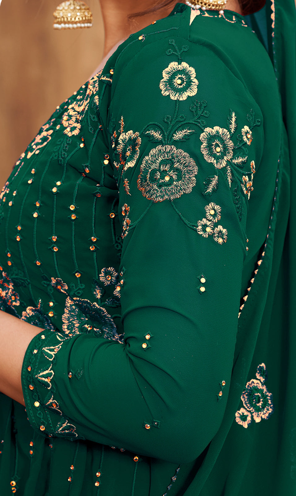 Buy Sharara Set in Bottle Green - Beautifully Embroidered Sharara Suit