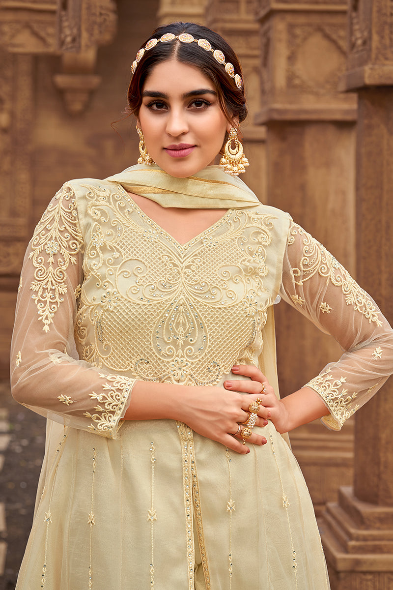 Cream hot sale anarkali dress