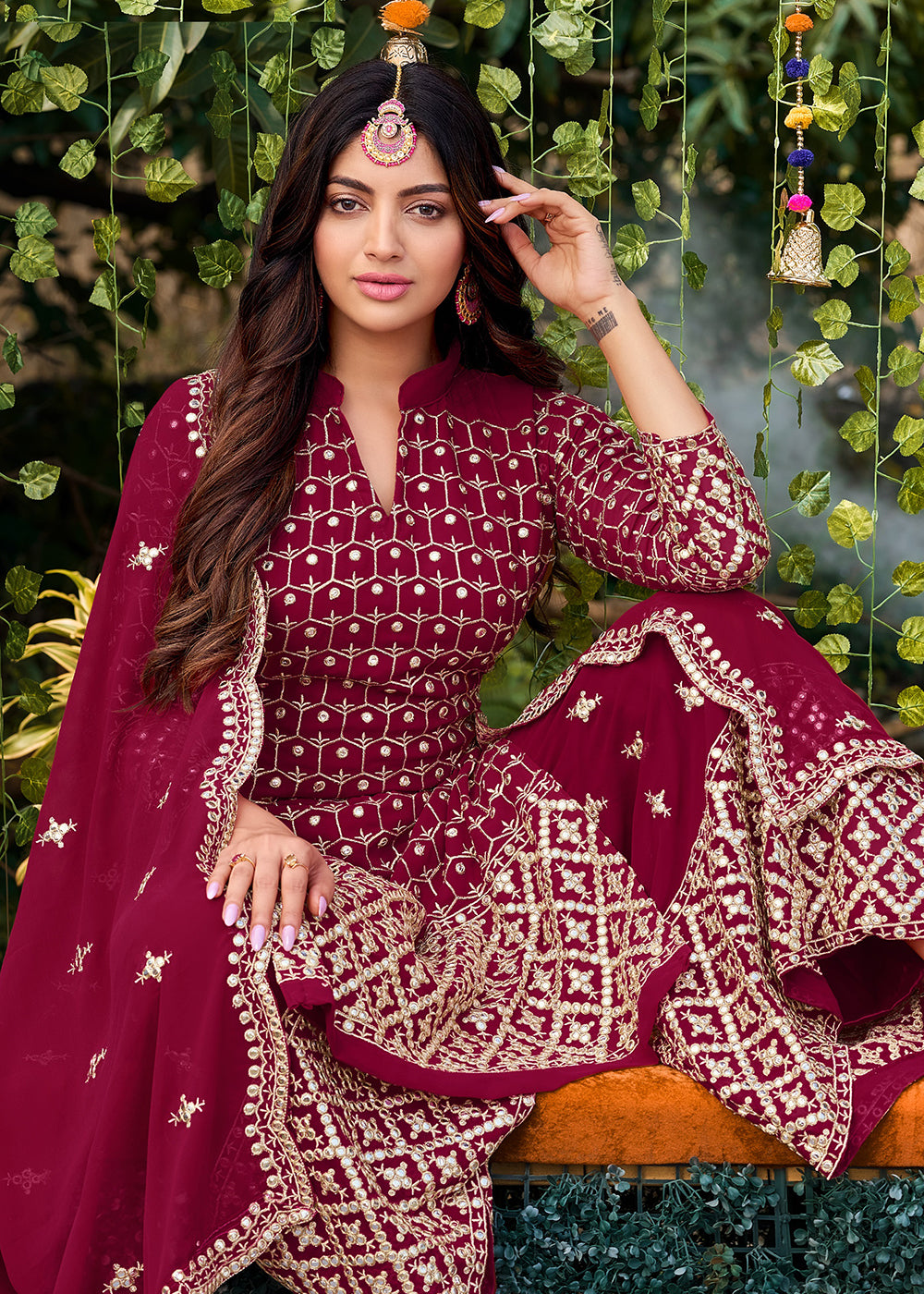 Buy Now Beautiful Pink Georgette Embroidered Wedding Festive Salwar Suit Online in USA, UK, Canada & Worldwide at Empress Clothing. 