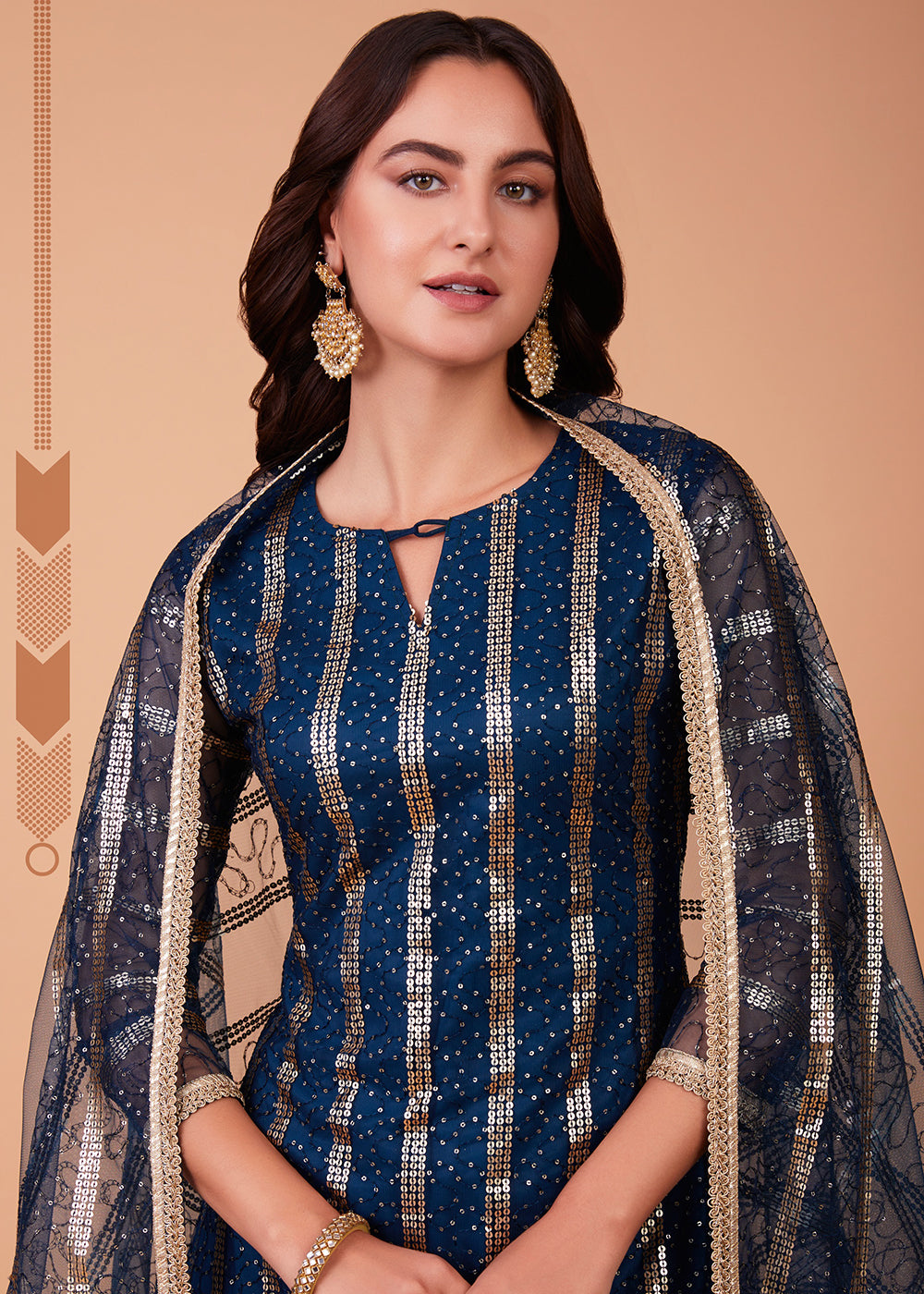 Buy Now Beautiful Blue Tone to Tone Thread Net Salwar Kameez Online in USA, UK, Canada & Worldwide at Empress Clothing. 