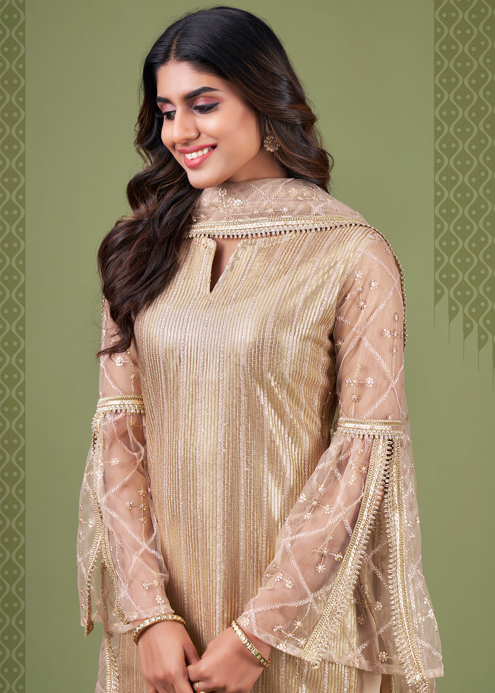 Tissue Silk Gold Cinderella Frock (Ready to Dispatch) – Amutham Fashions