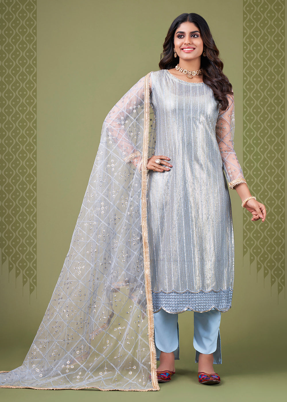 Buy Now Attractive Sky Blue Tone to Tone Embroidered Salwar Kameez Online in USA, UK, Canada, Germany, Australia & Worldwide at Empress Clothing. 