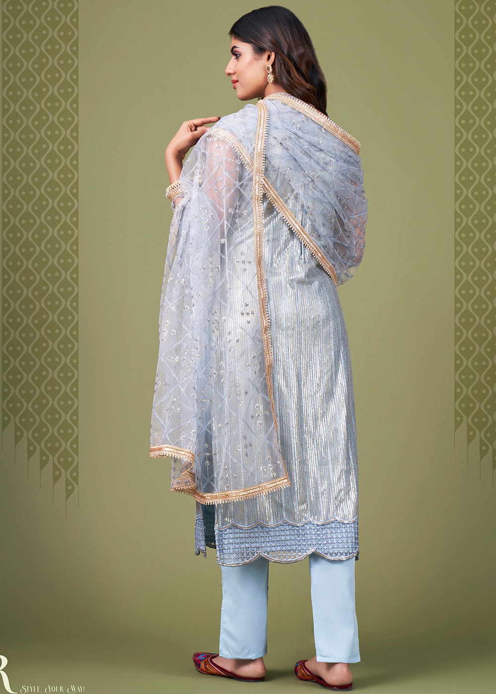 Buy Now Attractive Sky Blue Tone to Tone Embroidered Salwar Kameez Online in USA, UK, Canada, Germany, Australia & Worldwide at Empress Clothing. 
