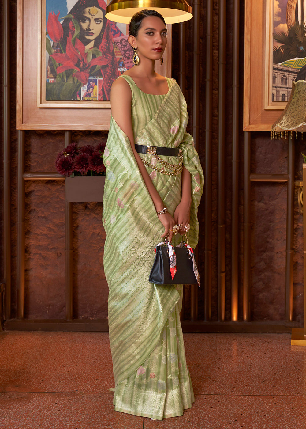 Buy Now Awesome Green Linen Fabric Party Wear Weaving Saree Online in USA, UK, Canada & Worldwide at Empress Clothing. 