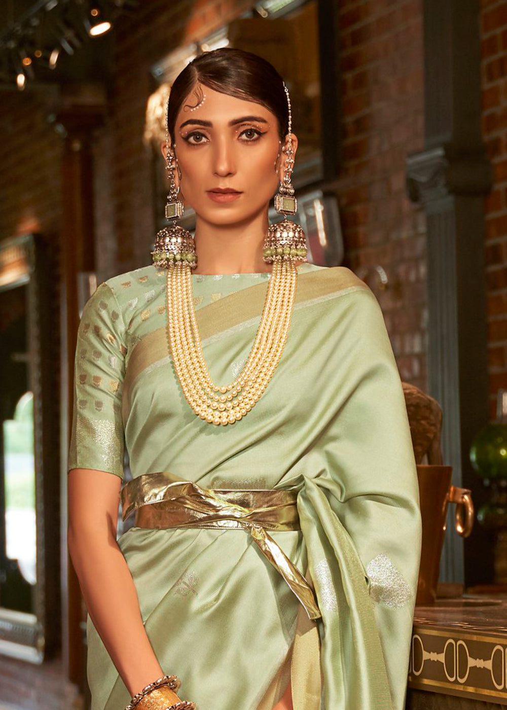 Buy Now Pista Green Handloom Silk Weaving Contemporary Saree Online in USA, UK, Canada & Worldwide at Empress Clothing.