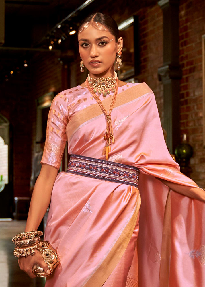 Buy Now Sterling Pink Handloom Silk Weaving Contemporary Saree Online in USA, UK, Canada & Worldwide at Empress Clothing.