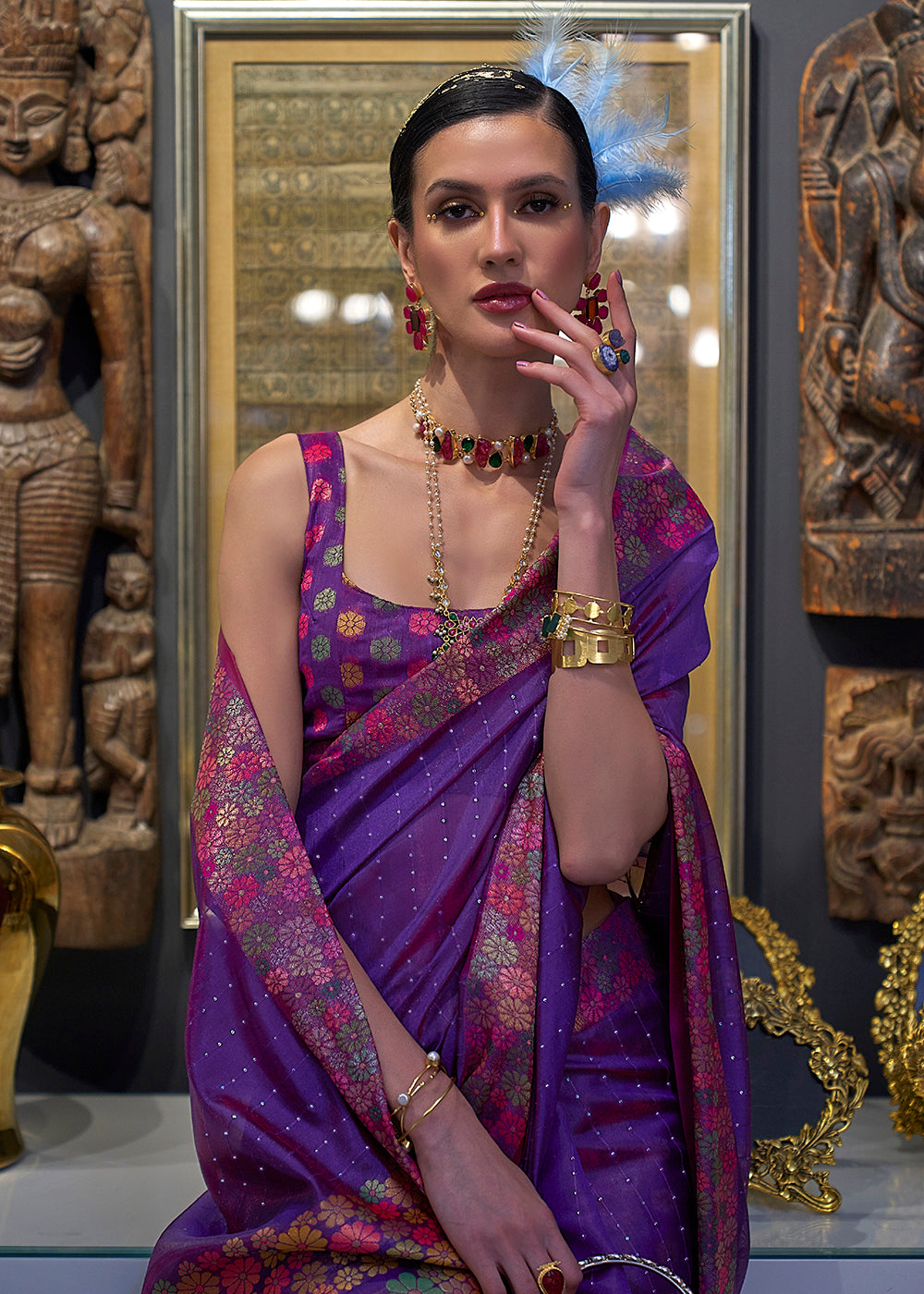Buy Now Festive Look Exquisite Purple Dual Tone Organza Silk Saree Online in USA, UK, Canada & Worldwide at Empress Clothing. 