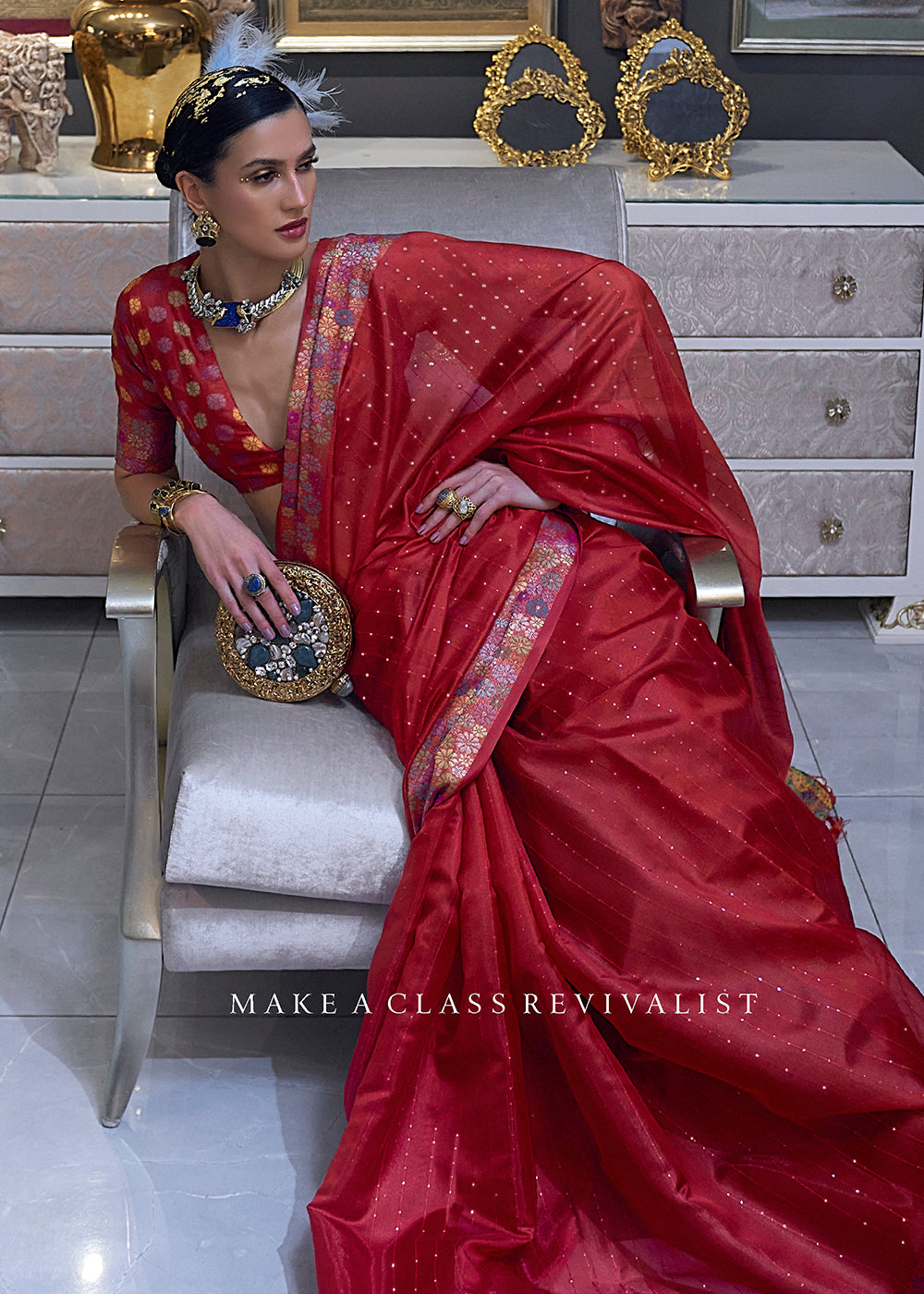 Buy Now Festive Look Pleasant Red Dual Tone Organza Silk Saree Online in USA, UK, Canada & Worldwide at Empress Clothing.