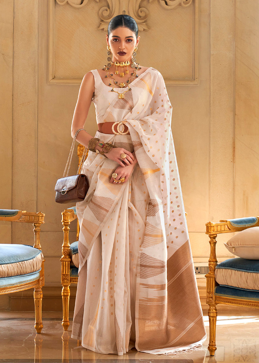 Buy Now Stunning White Tissue Zari Weaving Bollywood Saree Online in USA, UK, Canada & Worldwide at Empress Clothing.