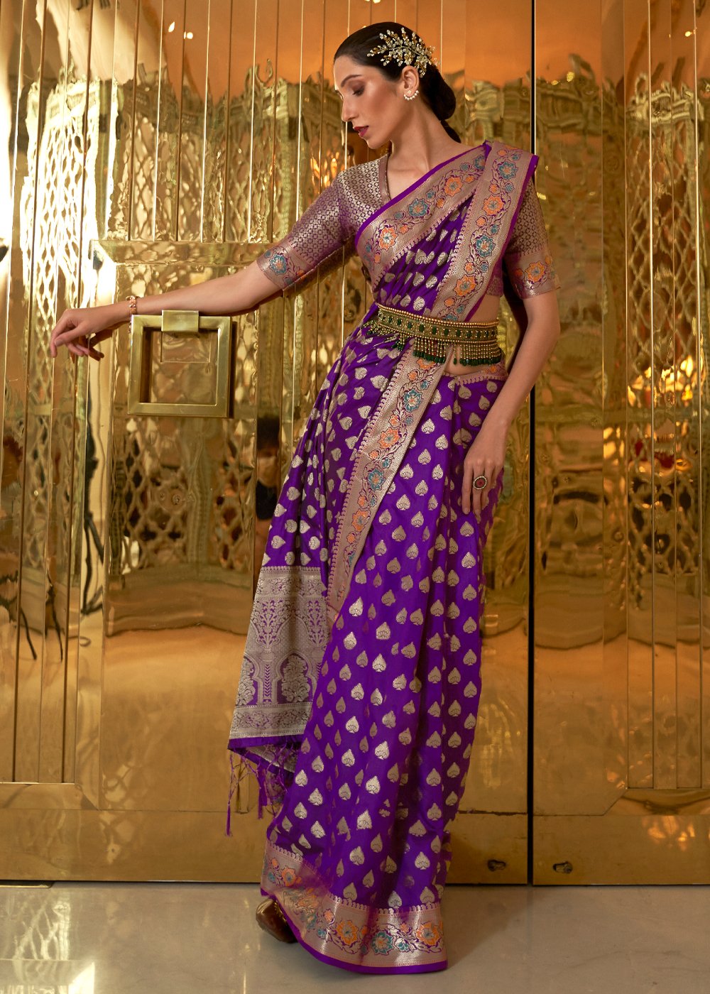 Buy Heart Purple Banarasi Silk Saree - Authentic Indian Saree