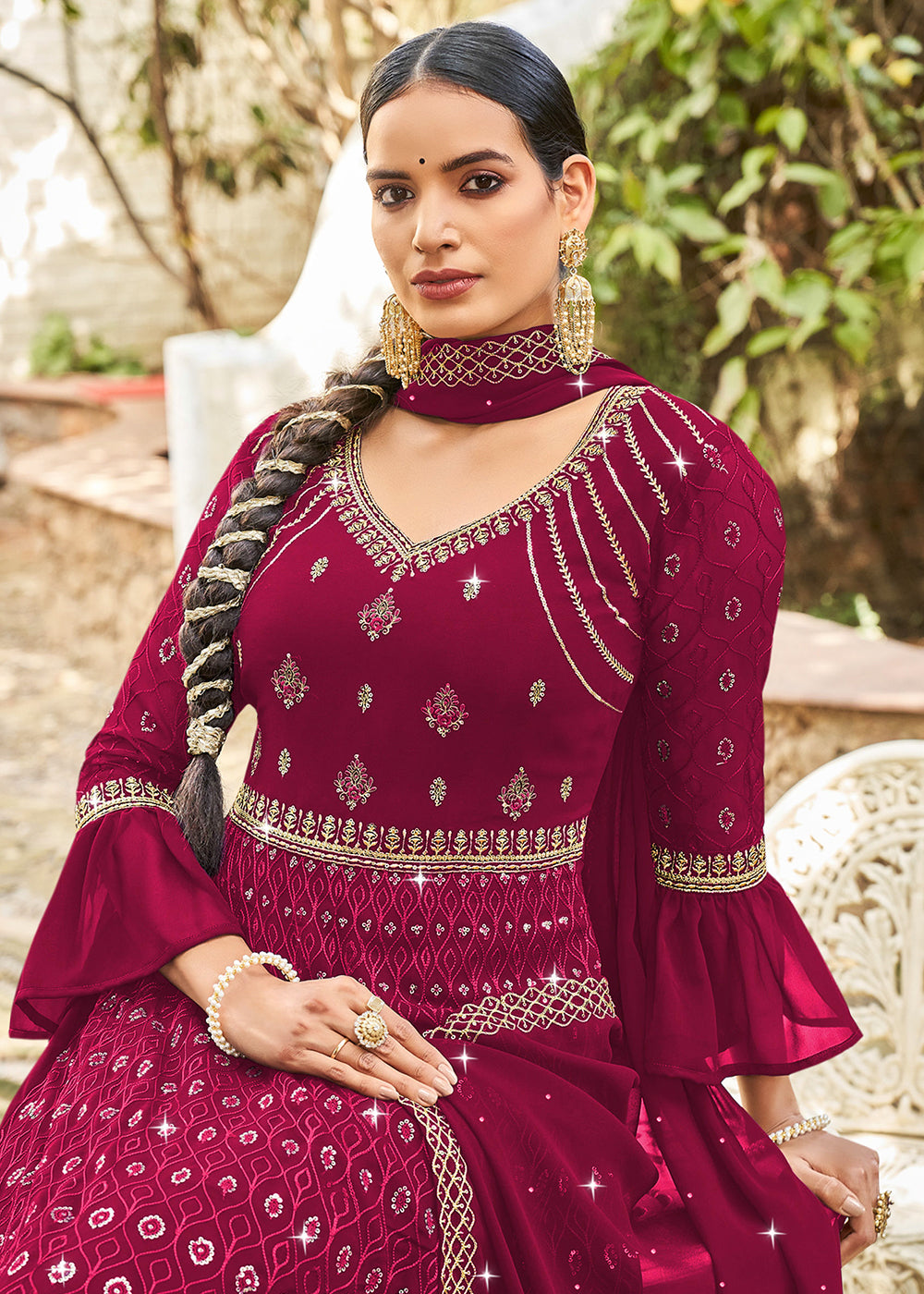 Buy Now Exclusive Pink Georgette Fabric Wedding Wear Anarkali Suit Online in USA, UK, Australia, New Zealand, Canada & Worldwide at Empress Clothing.