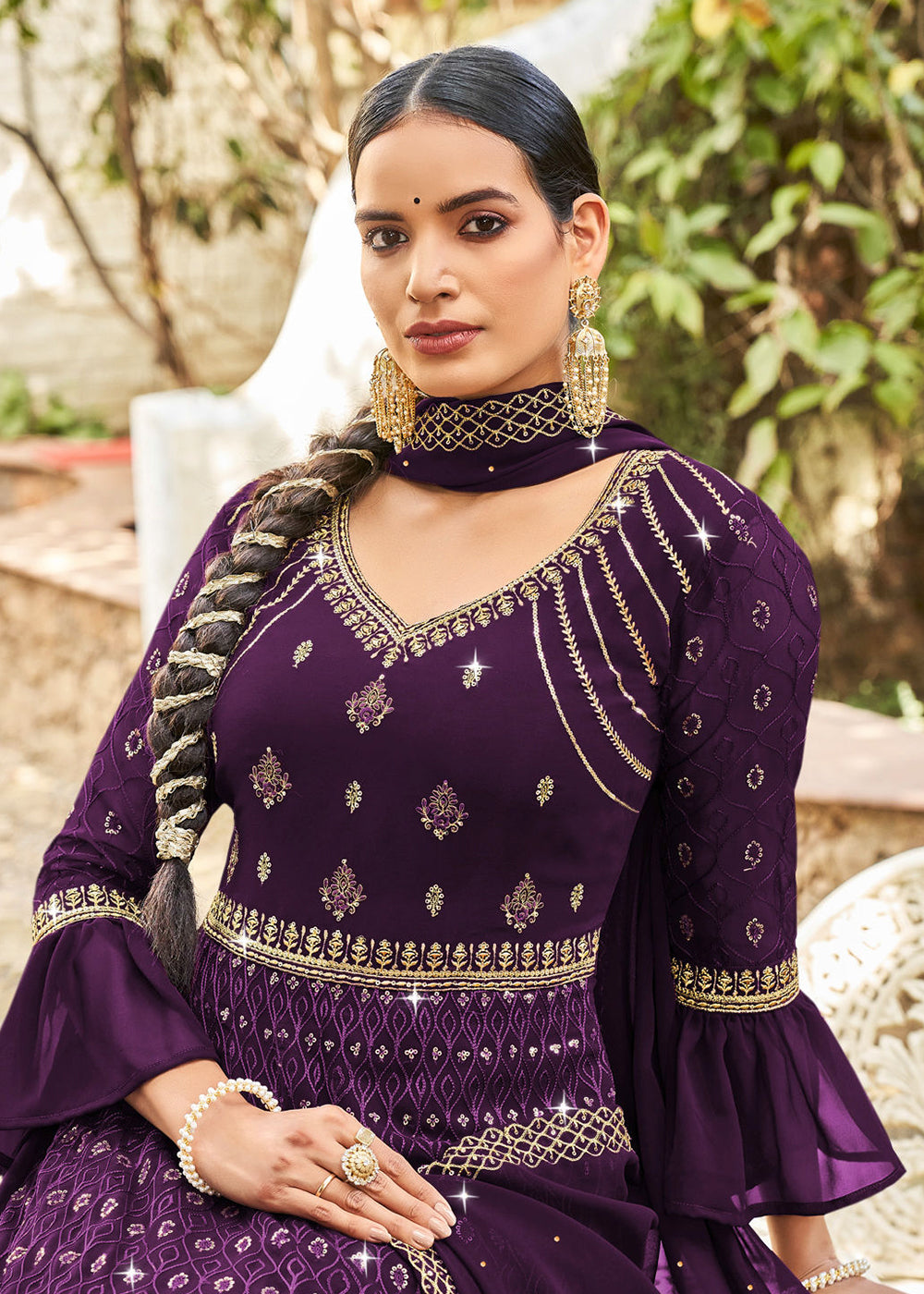 Buy Now Attractive Purple Georgette Fabric Wedding Wear Anarkali Suit Online in USA, UK, Australia, New Zealand, Canada & Worldwide at Empress Clothing.