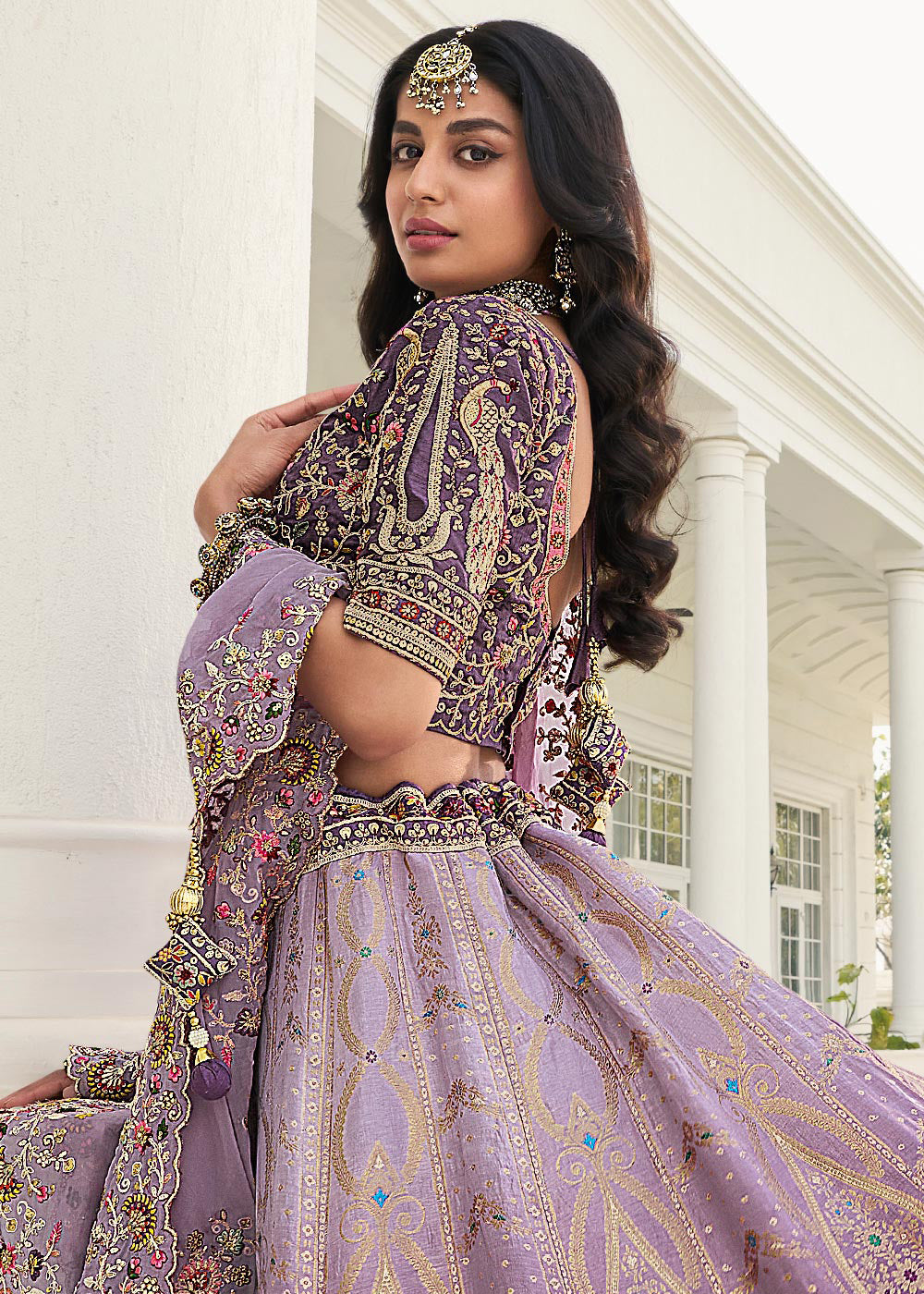 Buy Now Beauteous Lavender Heavy Embroidered Silk Bridal Lehenga Choli Online in USA, UK, Canada & Worldwide at Empress Clothing. 