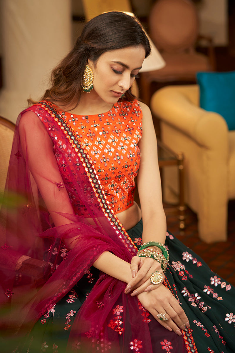 Frock And Combination Dress Dark Green Orange Green Chaniya Choli Buy Green Orange Gotta Patti Lehenga Frock And Combination Dress Dark Green Orange Green Chaniya Choli Buy Green Orange Gotta Patti Lehenga