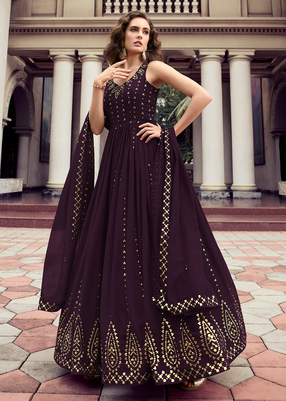 Dress for Wedding Function for Women in Almond Colour