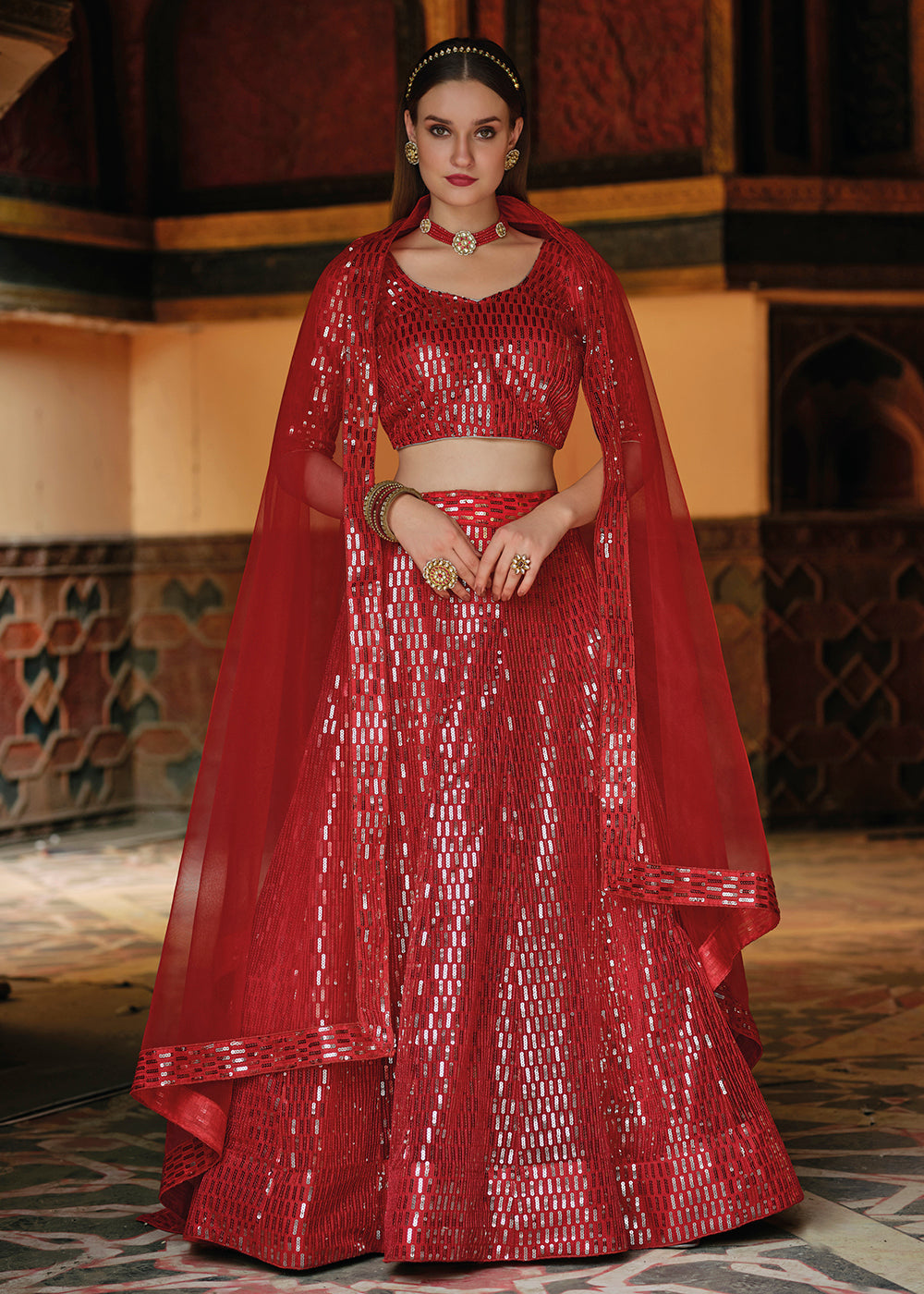 Red sequins Lehenga😍 #ethnicwear #WeddingTikTok #tiktok##fashion#birm... |  TikTok