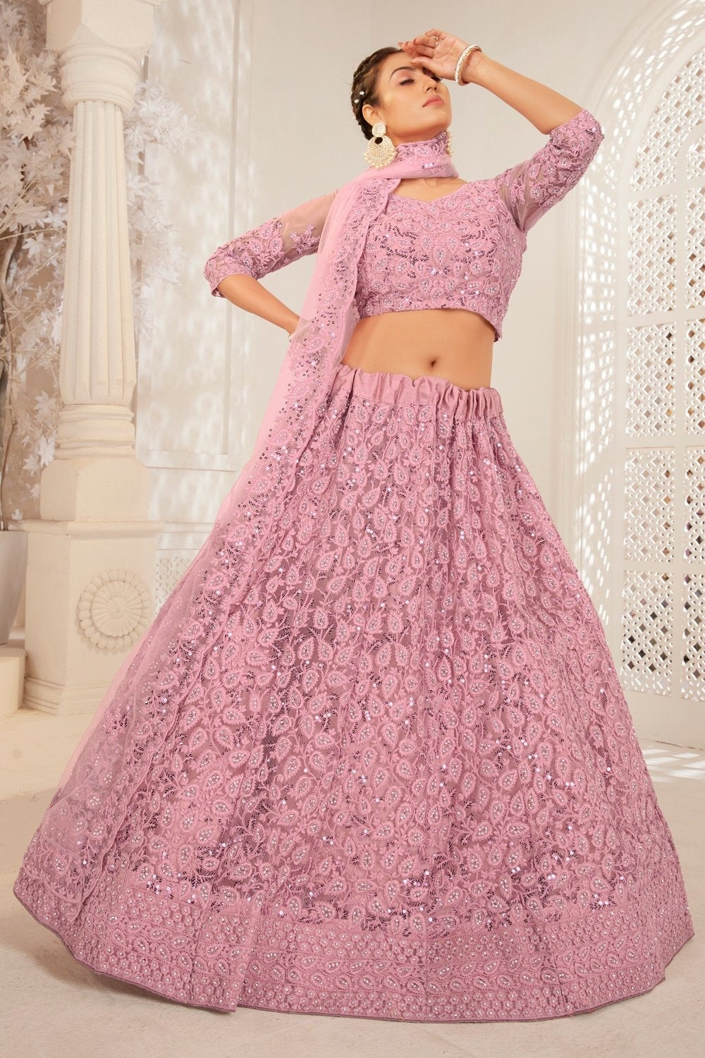 Buy Bridesmaid Lavender Pink Lehenga - Wedding Wear Lehenga Choli