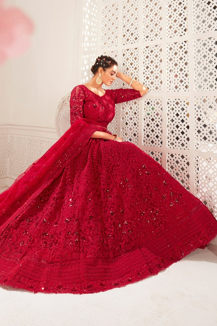 Buy Bridesmaid Carnation Red Lehenga - Wedding Wear Lehenga Choli