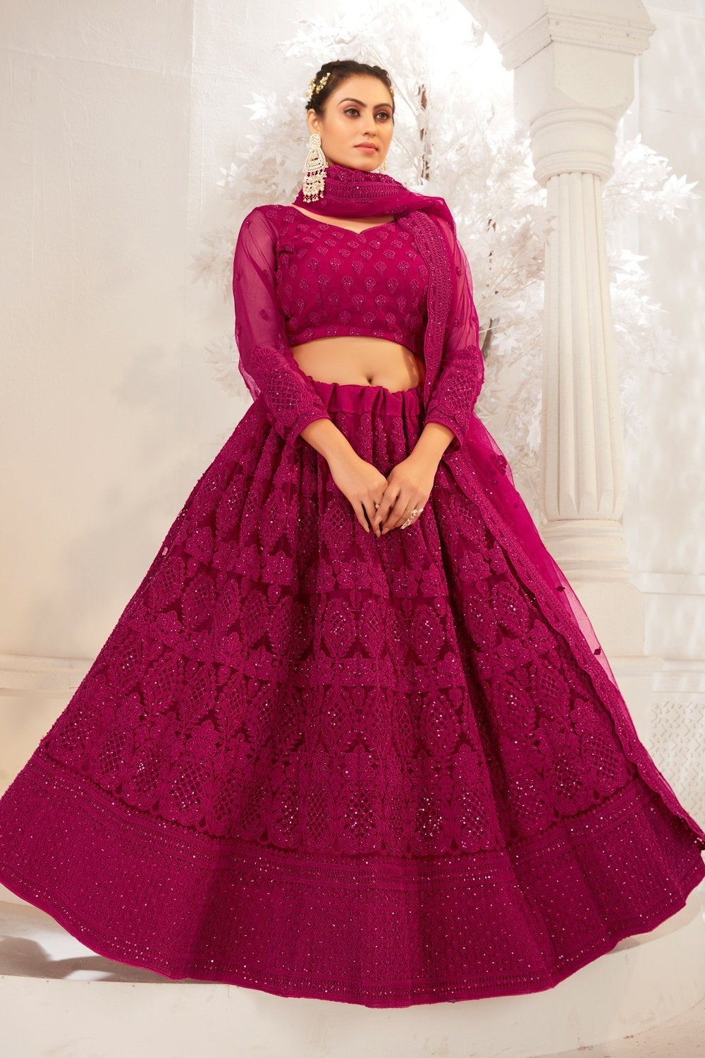 Buy Bridesmaid Magenta Pink Lehenga - Wedding Wear Lehenga Choli