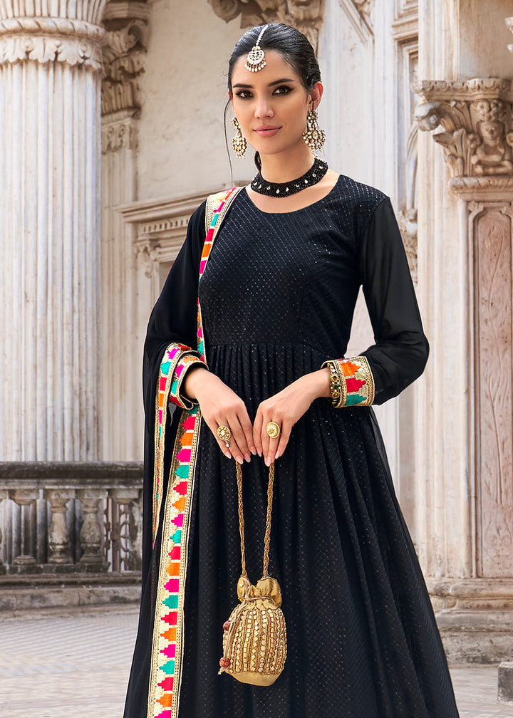Buy Sequins Embroidered Black Anarkali - Georgette Traditional Anarkali