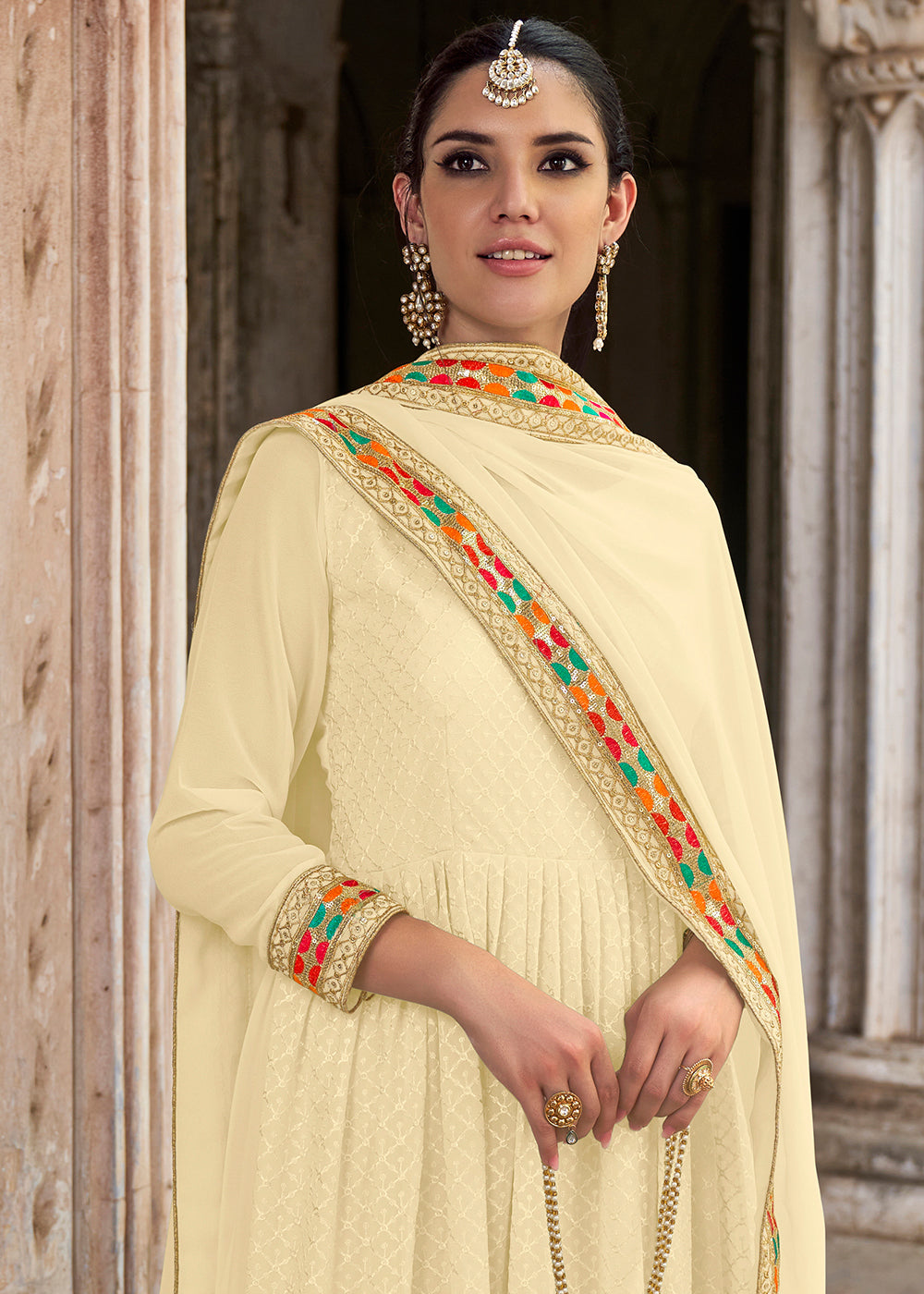 Buy Now Sequins Embroidered Lime Yellow Georgette Traditional Anarkali Suit Online in USA, UK, Australia, New Zealand, Canada & Worldwide at Empress Clothing.