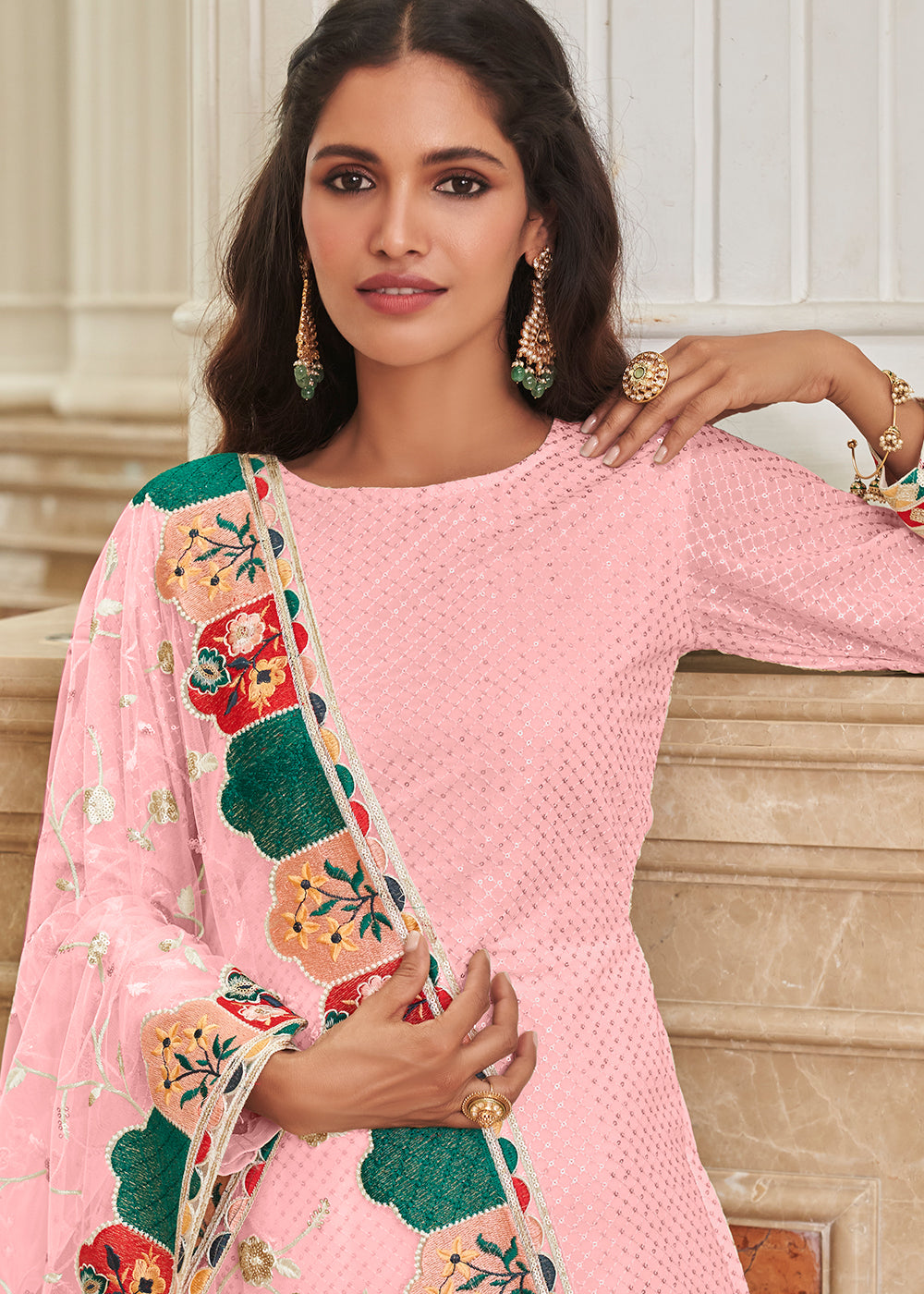 Buy Now Glamorous Pink Traditional Sequins Eid Wear Salwar Suit Online in USA, UK, Canada, Germany, Australia & Worldwide at Empress Clothing. 