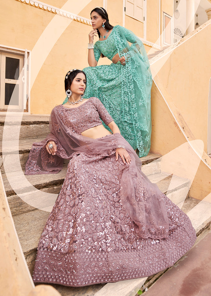 Buy Now Wedding Wear Mauve Heavy Embroidered Bridal Lehenga Choli Online in USA, UK, Canada & Worldwide at Empress Clothing. 