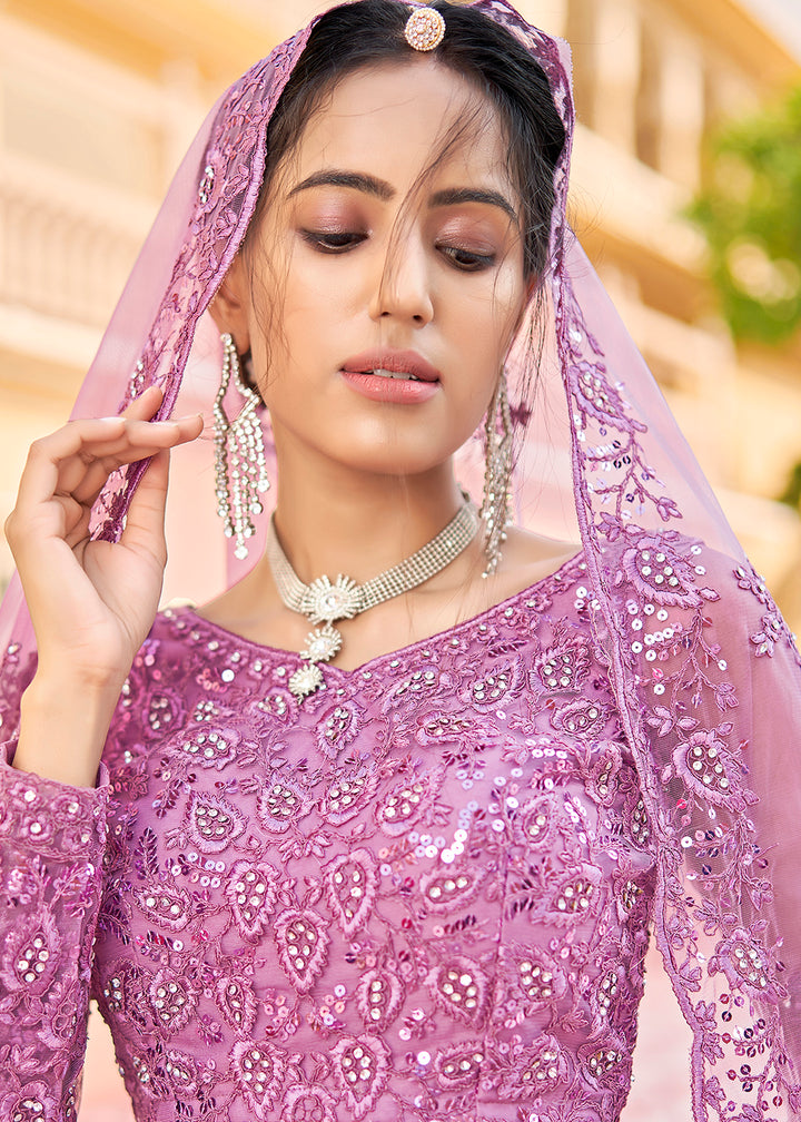 Buy Now Wedding Wear Purple Heavy Embroidered Bridal Lehenga Choli Online in USA, UK, Canada & Worldwide at Empress Clothing.