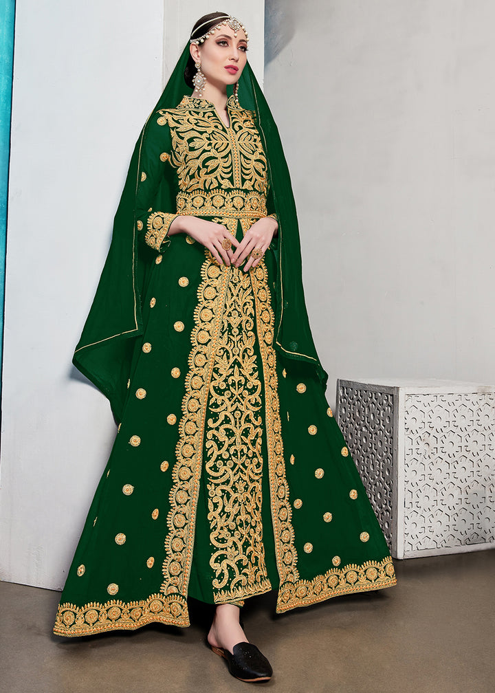 Buy Green Stone & Mirror Work Embroidered Anarkali - Anarkali Suit